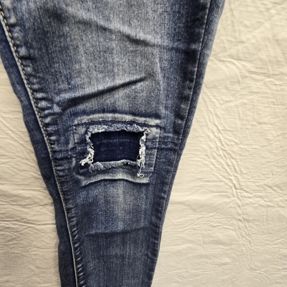 Vanilla Star Womens Sz 3 Blue Pull On Skinny Leg Deconstructed Stretch Jeggings - Picture 6 of 7